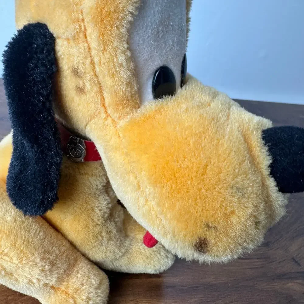Disney Parks Vintage Pluto Plush Stuffed Animal Red Collar Disneyland‎ WDW